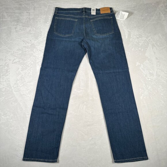 Calvin Klein Jeans Men Size W38 L34 Slim Straight Fit Blue Ashton Cotton Blend - Picture 12 of 13